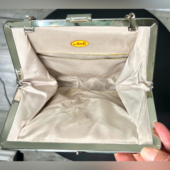 Vintage 1960’s Andé Sparkly Metallic Clutch Evening Bag w/ Chain Strap | Bling - Picture 7 of 14
